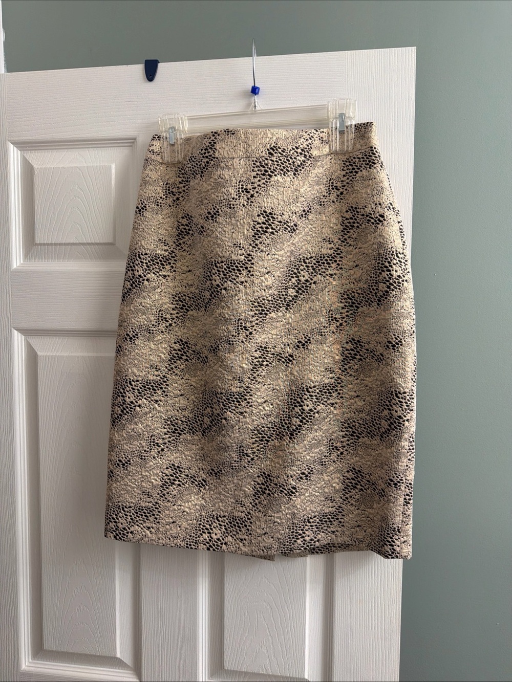 M.STUDIO Beige and Black Snake-Print Pencil Skirt